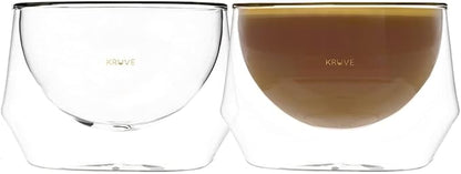 KRUVE IMAGINE Coffee Cups - Handcrafted Double-Wall Glass Cups (Set of Two, 8.5oz/250ml) - Perfect for Latte Art and Espresso - Durable Borosilicate Glass - Ideal Gift for Coffee Mugs Lovers - Latte
