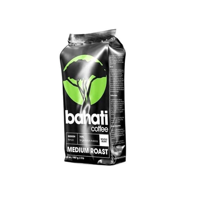 Kenya AA Grade Roasted Arabica Coffee Beans from Kenyan Highlands - 100% Pure Roasted Coffee Beans - Medium Roast Whole Beans, 2 LB