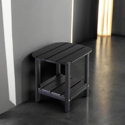 LZRS Double Adirondack Side Table, Outdoor Side Tables, End Tables for Patio, Backyard,Pool, Indoor Companion, Easy Maintenance & Weather Resistant(Black)