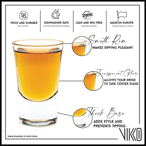 Vikko 1 Ounce Shot Glasses, Set of 12 Small Liquor and Spirit Glasses, Durable Tequila Bar Glasses For Alcohol and Espresso Shots (Cheerio - 1 Oz)
