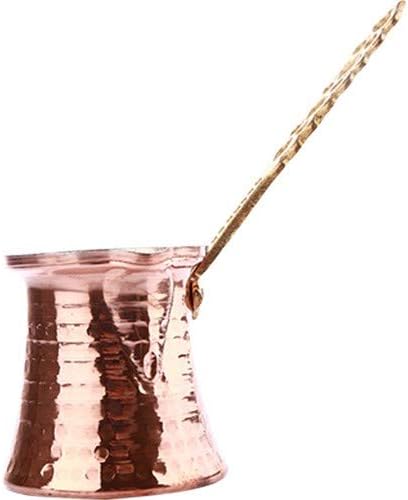 Turkish Solid Hammered Copper Greek Arabic Coffee Pot Stovetop Coffee Maker Cezve Ibrik Briki with (5 Size) (Metal Handle)