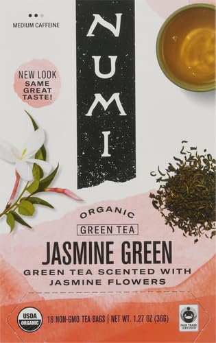 Numi Tea Jasmine Green Tea - Medium Caffeine - 18 Bags (Pack of 2)