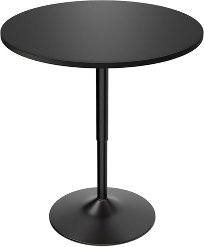 Magshion 31" Round Bar Table Height Adjustable 26"-35" Pub Table with Enlarged Base for Living Room Patio Bistro Café, Black