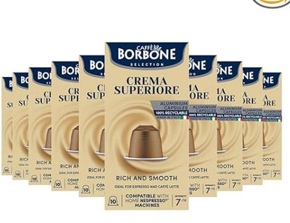 Caffe Borbone Aluminum Coffee Pods, Compatible with Nespresso Original Machines, Crema Superiore, Medium Roast, Creamy and Smooth, Genuine Italian Coffee - NOT compatible with Vertuo - 100 Count