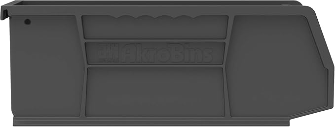 Akro-Mils 30224 AkroBins Plastic Storage Bins, Space-Saving Stackable Bins for Garage, Pantry, Craft Organization, 11" L x 4" W x 4" H, Black, 12-Pack