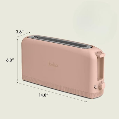 bella 2 Slice Slim Toaster, Fits-anywhere™ Kitchenware, 6 Setting Shade Control with Reheat & Cancel Buttons, Fits sourdough, 10” Long Slot, Anti Jam & Auto Shutoff, 900 Watt, Blossom