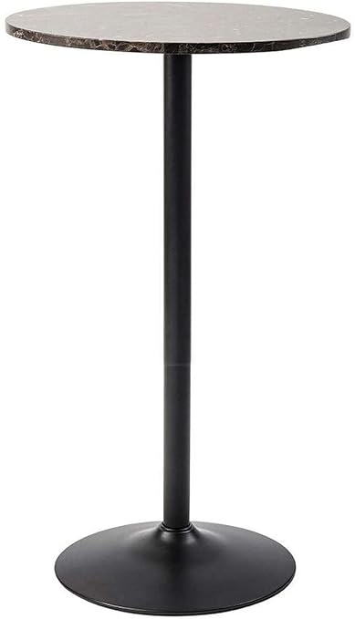 Pearington Round Bar Faux Marble Top and Black Base, 1-Pack Pub Table