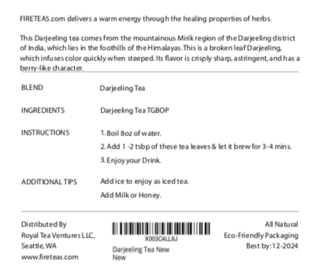 FIRE TEAS Darjeeling Tea - Loose Leaf Tea -