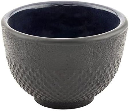Restaurantware-Tetsubin 5 Ounce Cast Iron Tea Cups, Set Of 2 Hobnail Black Cups - Enamel Coated Interior, Durable, Black Cast Iron Asian Tea Cup, For Homes or Restaurants, Corrosion-Resistant