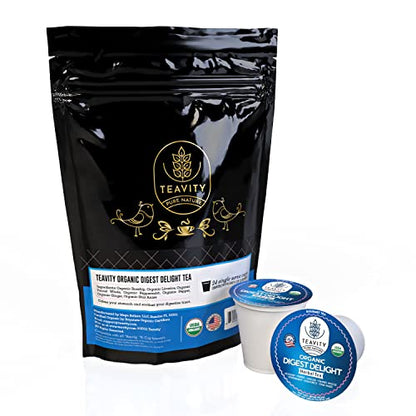 Organic Tea Pods with Ginger, Peppermint, Fennel, Licorice, & Rosehip Digest Delight by Teavity (24 Tea Pods)