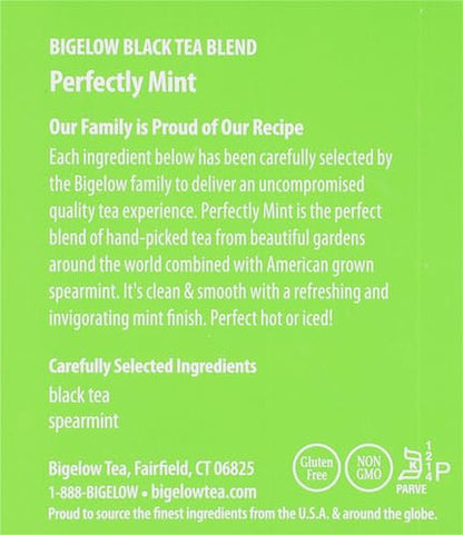 Bigelow Tea Perfectly Mint Black Tea, Caffeinated, 20 Total Tea Bags