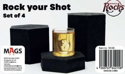 4 Rock Hand Shot Glasses, Awaken the Rock Star in You, Cool Glasses for Shots at Parties and Festivals