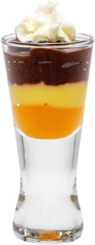 Restaurantware-1.5 Ounce Dessert Shot Glasses, 60 Fine-Blown Appetizer Shot Glasses - Hourglass Silhouette, Serve Shots Or Tasting, Clear Glass Mini Dessert Cups, Heavy Base, For Parties or Weddings