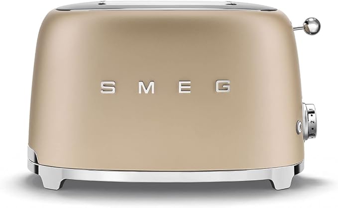 Smeg Electric Kettle Matte Champagne & 2-Slice Toaster Matte Champagne