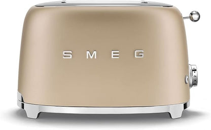 Smeg Electric Kettle Matte Champagne & 2-Slice Toaster Matte Champagne