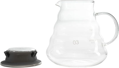 Restaurantware Restpresso 25 Ounce Coffee Carafe 1 Insulated Coffee Server - Push-Button Top Wide Spout Clear Glass Coffee Pitcher Built-In Handle Leakproof