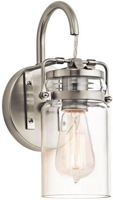 KICHLER Brinley 11.5" 1 Light Wall Sconce with Clear Glass Brushed Nickel