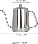 Load image into Gallery viewer, Toyvian Gooseneck Kettle 600ML Metal Coffee Kettle, Coffee Thin Spout, Gooseneck Pitcher, Narrow Spout Pot, Dripper Stainless Steel Water Bottle
