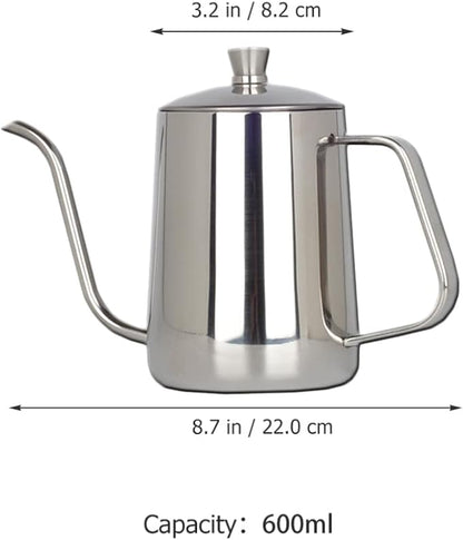 Toyvian Gooseneck Kettle 600ML Metal Coffee Kettle, Coffee Thin Spout, Gooseneck Pitcher, Narrow Spout Pot, Dripper Stainless Steel Water Bottle