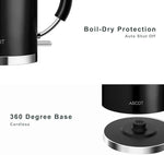 Load image into Gallery viewer, ASCOT Electric Kettle, Electric Tea Kettle Hot Water Kettle Stainless Steel Kettle 1.6L 1500W Retro Tea Heater &amp; Boiling Water, Auto Shut-Off and Boil-Dry Protection (Black)
