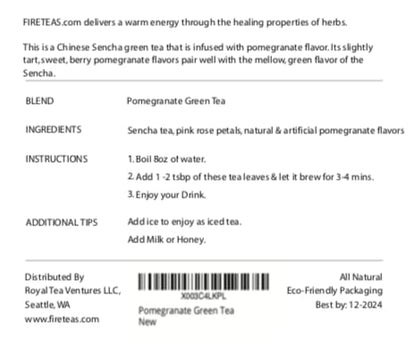 FIRE TEAS Pomegranate Green Tea