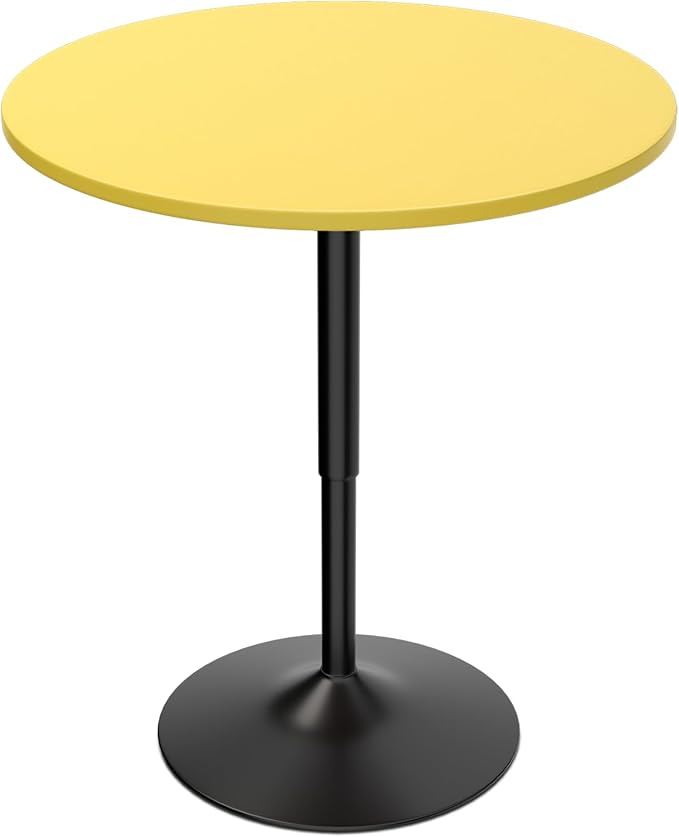 Magshion 31" Round Bar Table Height Adjustable 26"-35" Pub Table with Enlarged Base for Living Room Patio Bistro, Yellow