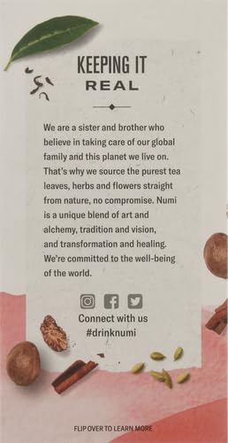 Numi Organic Rooibos Chai Tea, 18 Caffeine Free Herbal Bags, Microplastic Free, Rich Flavor with Cinnamon, Allspice & Ginger (Pack of 2)