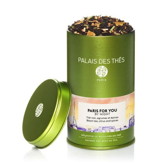 Palais des Thés - Organic Paris For You By Night - Black Tea, Citrus & Spices - 3.5oz Loose Leaf Metal Gift Tin, Serves 20-25 Cups