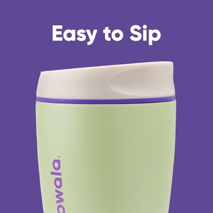 Owala SmoothSip Insulated Stainless Steel Coffee Tumbler, Reusable Iced Coffee Cup, Hot Coffee Travel Mug, Perfect for Cappuccino, BPA Free, 10 oz, Green (Hip Cactus)