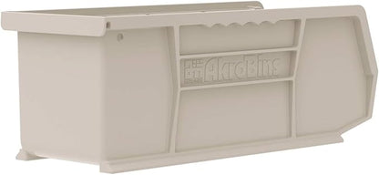 Akro-Mils 30224 AkroBins Plastic Storage Bins, Space-Saving Stackable Bins for Garage, Pantry, Craft Organization, 11" L x 4" W x 4" H, Stone, 12-Pack