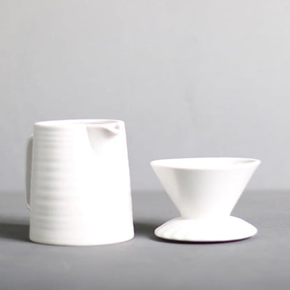 Handmade Black Pour Over Coffee Maker Set, Ceramic Coffee Dripper Brewer Heat Resistant Coffee Pot Decanter ACM03W