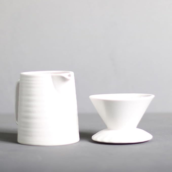 Handmade Black Pour Over Coffee Maker Set, Ceramic Coffee Dripper Brewer Heat Resistant Coffee Pot Decanter ACM03W