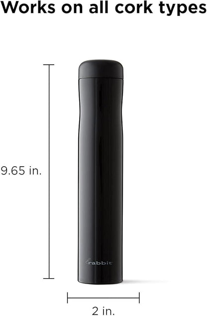 Rabbit Automatic Electric Corkscrew Wine Opener, Cordless Rechargeable, One-Touch Operation, Sleek Shiny Black Finish, Easy to Use for Wine Lovers