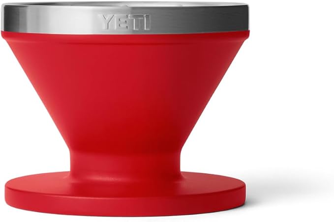 YETI Pour Over Coffee Maker Accessory Ramblers, Designed for Perfect Coffee Extraction Anywhere, Stainless Steel, fits any V60 Filter, Rescue Red