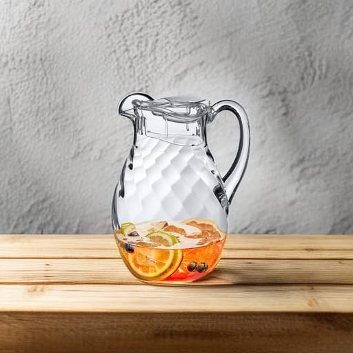 Amazing Abby - Bubbly Whirly - Plastic Pitcher (64 oz, 2 Quart), Clear Water Pitcher with Lid, Fridge Jug, BPA-Free, Shatter-Proof, Great for Iced Tea, Sangria, Lemonade, Juice, Milk, and More