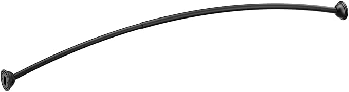 Moen Matte Black 54 to 72-Inch Adjustable Fixed Mount Single Curved Shower Curtain Rod for Bathroom, CSR2160BL
