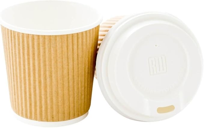 Restaurantware 4 Ounce Ripple Wall Disposable Coffee Cups, 500 Insulated Kraft Paper Tumblers with Rolled Rim Design, Lids Sold Separately for Hot Drinks like Tea, Hot Chocolate and More