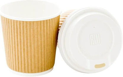 Restaurantware 4 Ounce Ripple Wall Disposable Coffee Cups, 500 Insulated Kraft Paper Tumblers with Rolled Rim Design, Lids Sold Separately for Hot Drinks like Tea, Hot Chocolate and More