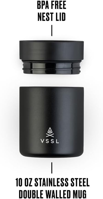 Nest 10 oz Mug, Stainless Steel, Double Walled, Vacuum Sealed & Integrates with VSSL Nest Products