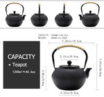 Load image into Gallery viewer, 40.6oz Cast Iron Teapot, Japanese Tetsubin Tea Kettle for Stovetop Safe, Black Cast Iron Tea Kettle with Infuser for Loose Leaf, Tea Pot with Enameled Interior, Gift for Tea Lovers