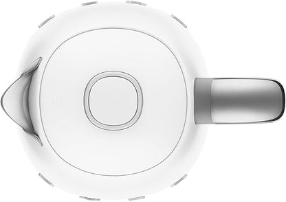 SMEG KLF03 7 Cup Electric Water Kettle, Retro-Style, Soft-Opening Lid, Auto Shut-Off, 360° Swivel Base – White