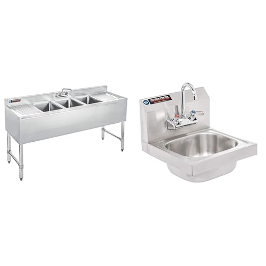 DuraSteel 3 Compartment Bar Sink + DuraSteel Stainless Steel Sink