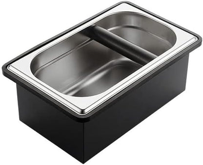 Coffee Knock Box, Stainless Steel Dump Bin Espresso Knock Box for Coffee Grounds with Removable Non-Slip Base Shock-Absorbent for Knocking Portafilter Filter Grinds (L)