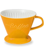 Load image into Gallery viewer, Creano XXL Porcelain Coffee Dripper Saffron - Ceramic Cone Brewer - Pour Over Coffee Maker - Filter Size 4 - huge and heavy quality 800gr/28oz - 6 Colours availeble
