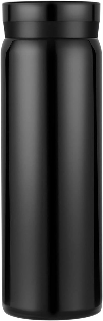 10oz Mini Water Bottle Stainless Steel Thermos Small Flask - Insulated Vacuum, Leak Proof, Keeps Drinks Hot/Cold - Ideal for Coffee, Tea, Water - Black