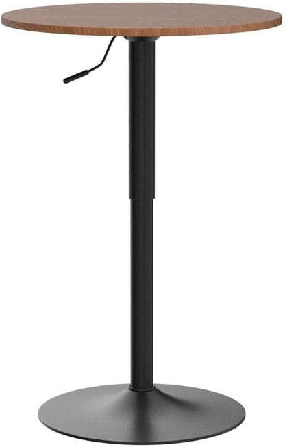 Magshion Round Bar Table, Height-Adjustable 27.5"-36" Tall Pub Tables with Black Leg and Sturdy Base, 360° Swivel Table for Kitchen Bistro Bar Cocktail Table (Brown)
