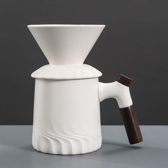 Handmade Black Pour Over Coffee Maker Set, Ceramic Coffee Dripper Brewer Heat Resistant Coffee Pot Decanter ACM02W