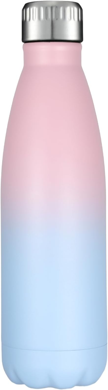 HASLE OUTFITTERS 17oz Stainless Steel Water Bottles, Vacuum Insulated Water Bottles Double Walled Powder Coated Reusable Metal Sports Water Bottles Keep Drinks Hot and Cold, Pink Blue, 1Pack