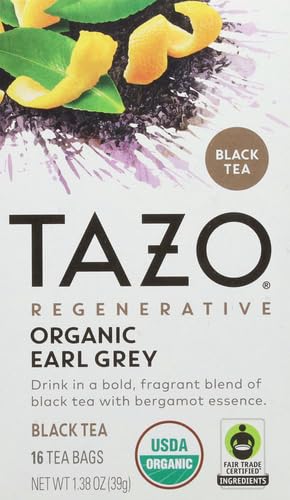 TAZO Organic Earl Grey Tea Bags, Black tea with Caffeine, 16 Total Tea Bags (Pack of 2)