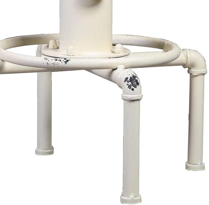 Topower Aged Antique Vintage Industrial Barstool Solid Wood Water Pipe Fire Hydrant Design Cafe Coffee Industrial Bar Stool Set of 2 Antique White